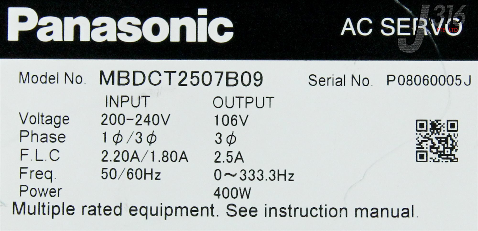 8655 PANASONIC AC SERVO DRIVE MBDCT2507B09 | eBay